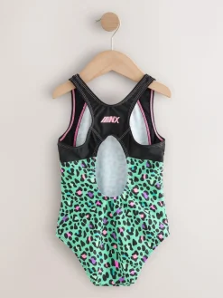 Discount Next Sports Open Back Swimsuit (3-16yrs) Turquoise Blue Animal