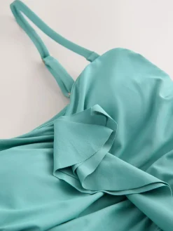 Hot Next Tummy Control Frill Bandeau Swimsuit Turquoise Blue