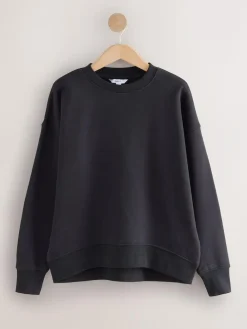 Next Ultimate Black Supersoft Peached Essentials Crew Neck Seam Detail Sweatshirt