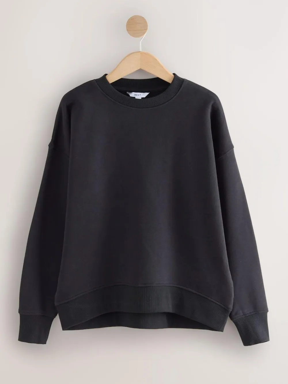 Next Ultimate Black Supersoft Peached Essentials Crew Neck Seam Detail Sweatshirt