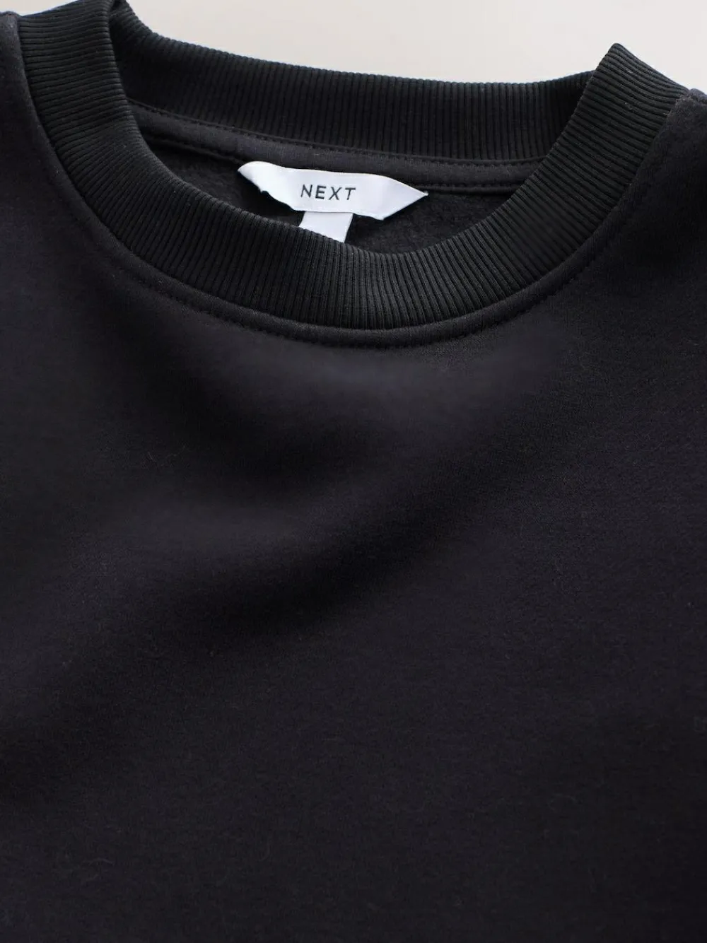 Next Ultimate Black Supersoft Peached Essentials Crew Neck Seam Detail Sweatshirt