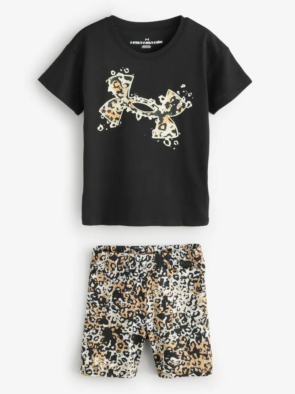 Hot Under Armour Black/Animal Animal Print T-Shirt and Bike Shorts Set