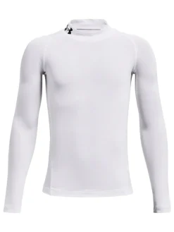 New Under Armour Heat Geat Mock Neck Long Sleeve T-Shirt Pearl White