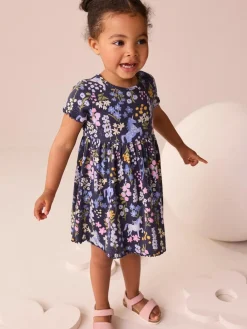 Outlet Next Unicorn Navy Ribbed Jersey Dress (3mths-7yrs)