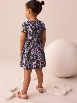 Outlet Next Unicorn Navy Ribbed Jersey Dress (3mths-7yrs)