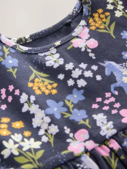 Outlet Next Unicorn Navy Ribbed Jersey Dress (3mths-7yrs)
