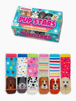 Discount United Odd Socks Blue Pup Stars Girls Socks 6 pack