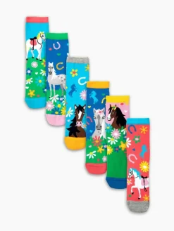 New United Odd Socks Pink Giddy Up Girls Socks 6 pack