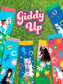New United Odd Socks Pink Giddy Up Girls Socks 6 pack
