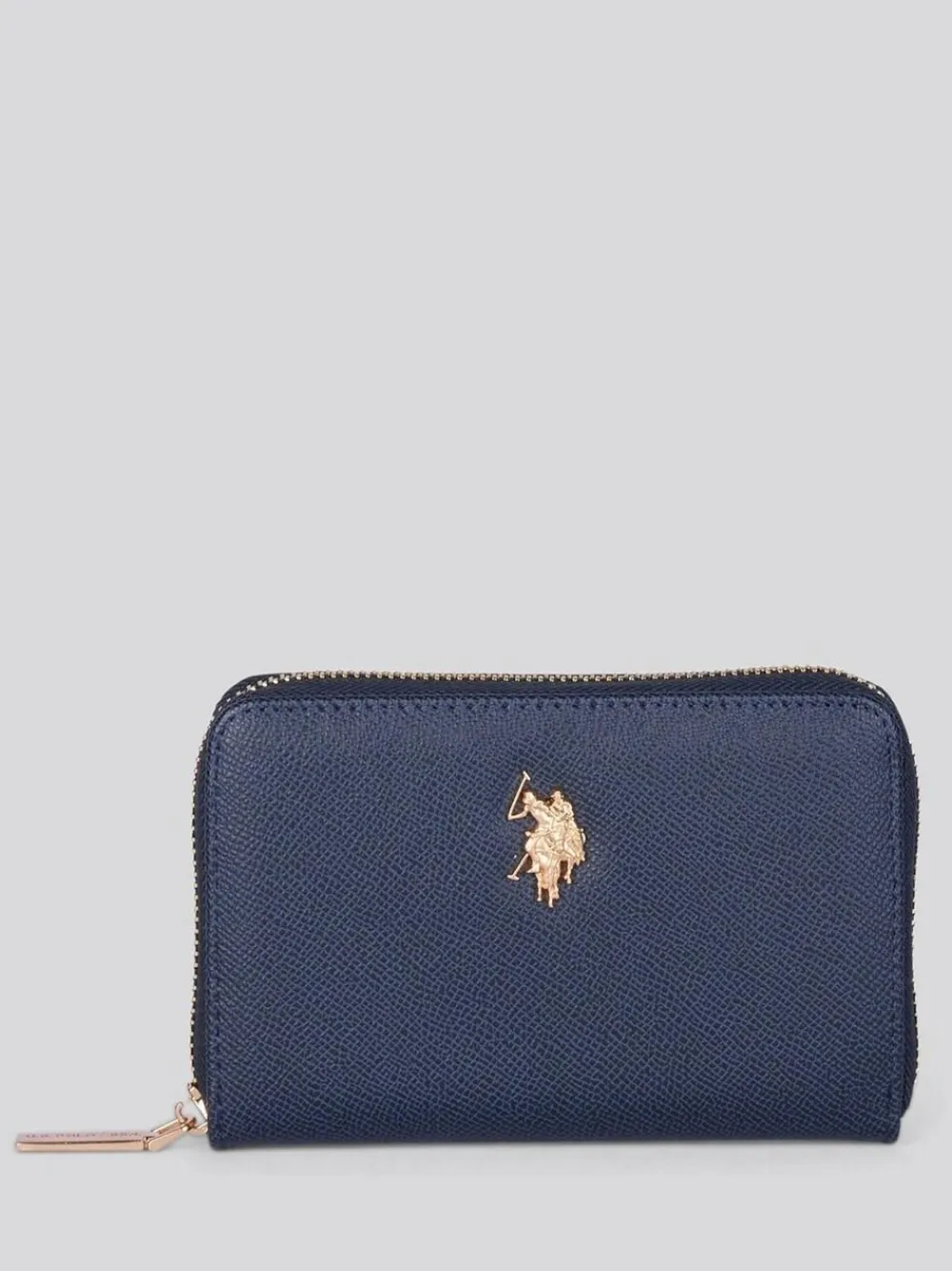 U.S. Polo Assn . Blue Jones Medium Zip PU Wallet^Women Purses