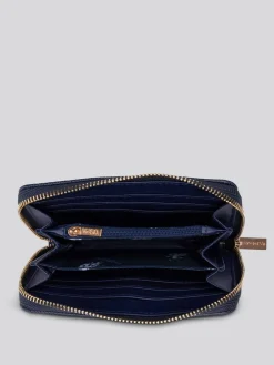 U.S. Polo Assn . Blue Jones Medium Zip PU Wallet^Women Purses