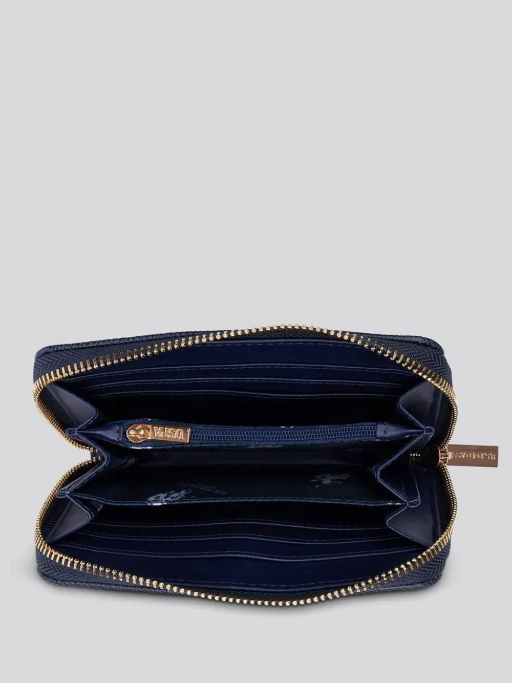 U.S. Polo Assn . Blue Jones Medium Zip PU Wallet^Women Purses