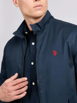 Hot U.S. Polo Assn . Mens 100% Cotton Twill Harrington Jacket Blue
