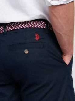 Sale U.S. Polo Assn Mens Linen Blend Chino Shorts Blue