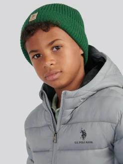 New U.S. Polo Assn . Signature Double Horsemen Knit Beanie Green