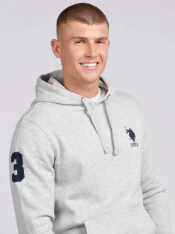 U.S. Polo Assn . Mens Classic Fit Player 3 100% Cotton Hoodie Grey