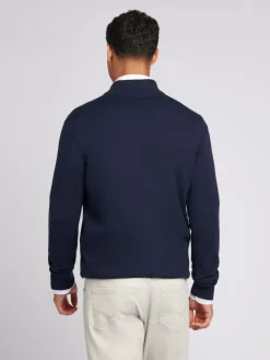 New U.S. Polo Assn . Navy Cotton Funnel Neck Quarter Zip Knit