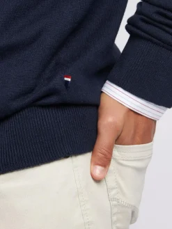 New U.S. Polo Assn . Navy Cotton Funnel Neck Quarter Zip Knit