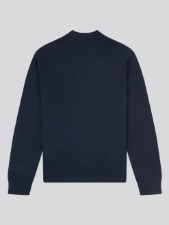 New U.S. Polo Assn . Navy Cotton Funnel Neck Quarter Zip Knit