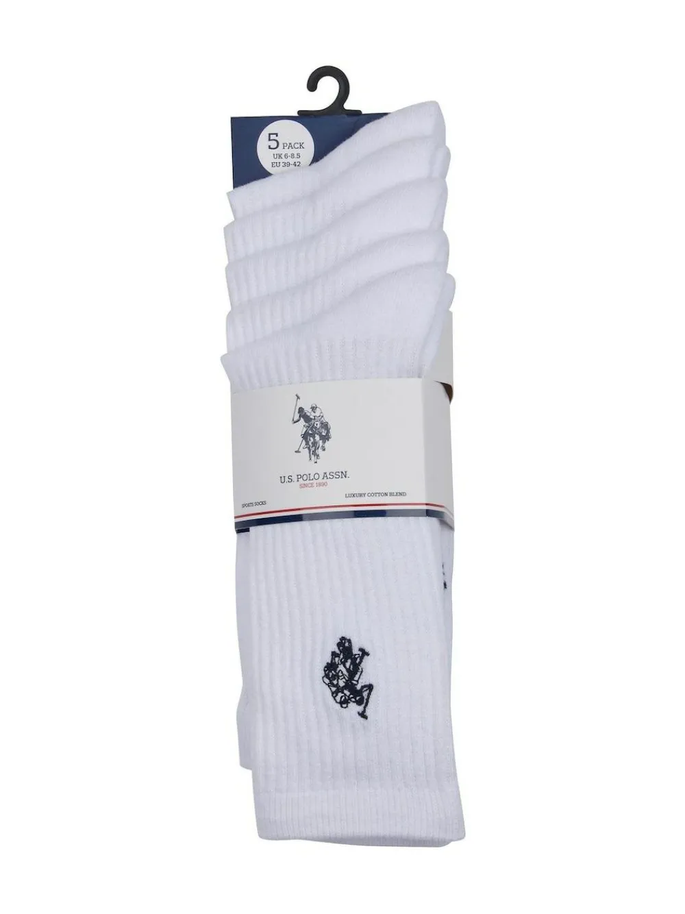 Hot U.S. Polo Assn . Mens Classic Sports Socks 5 Pack White
