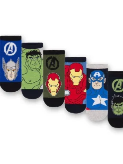 Hot Vanilla Underground Boys Character Socks 6 Pack Black Marvel