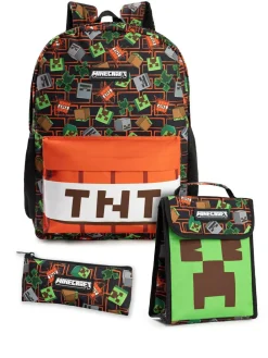 Vanilla Underground Black Minecraft Backpack Set 3 Piece^BOY Bags