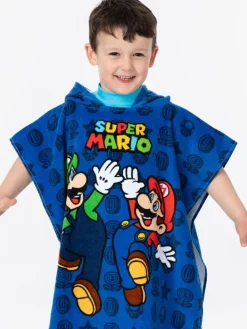 Online Vanilla Underground Blue Super Mario 100% Cotton Character Towel Poncho