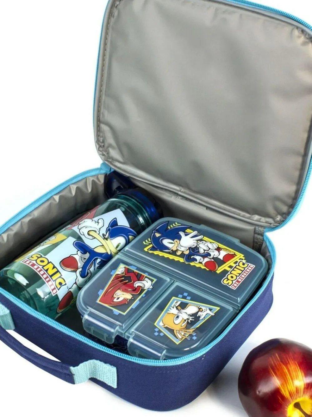 Vanilla Underground Blue Sonic the Hedgehog Girls Sonic, Tails & Knuckles Placement Print Lunch Bag Bottle and Snack Pot^ Branded Kitchenware