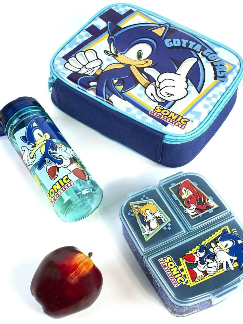 Vanilla Underground Blue Sonic the Hedgehog Girls Sonic, Tails & Knuckles Placement Print Lunch Bag Bottle and Snack Pot^ Branded Kitchenware