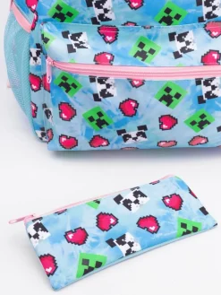 Hot Vanilla Underground Blue Minecraft Girls Creeper 4 Piece Backpack Set