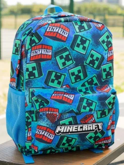 Vanilla Underground Blue Minecraft Logo Backpack