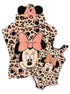 Vanilla Underground Cream Minnie Mouse Character Swimsuit & Poncho Set