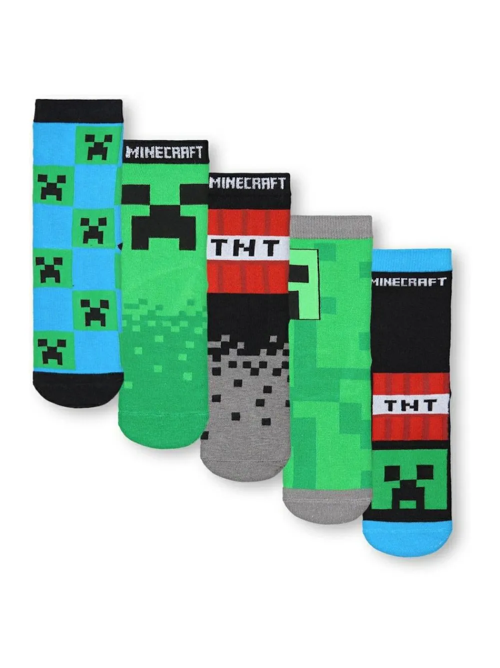 Online Vanilla Underground Minecraft TNT Calf Socks Set of 5 Green