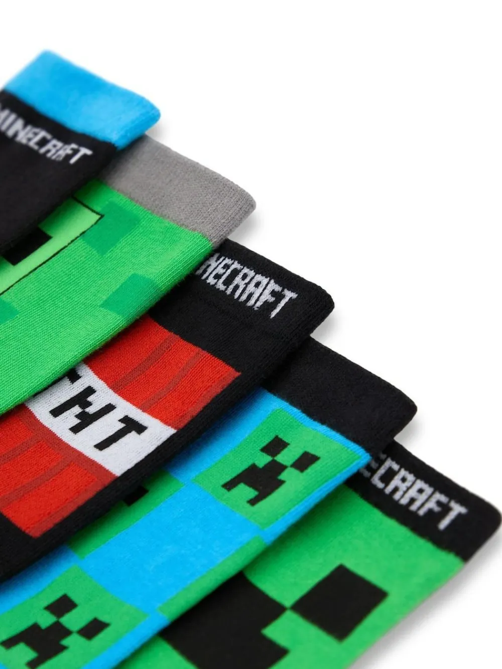 Online Vanilla Underground Minecraft TNT Calf Socks Set of 5 Green