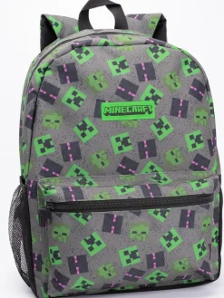 Vanilla Underground Grey Minecraft Boys Creeper 4 Piece Backpack Set^BOY Bags