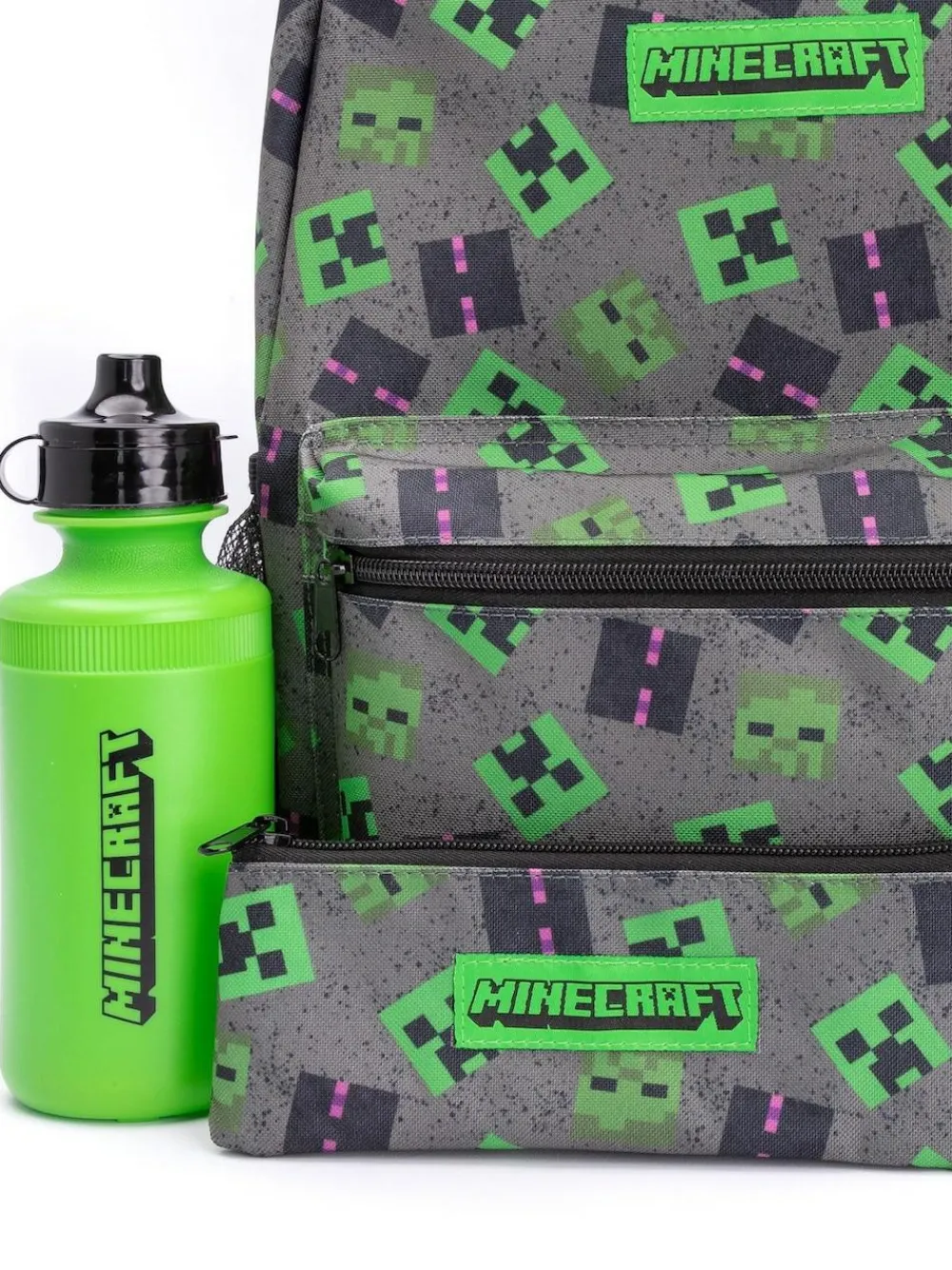 Vanilla Underground Grey Minecraft Boys Creeper 4 Piece Backpack Set^BOY Bags