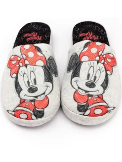 Vanilla Underground Grey Minnie Mouse Womens Winter Mule Slippers^Women Slippers