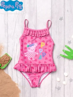 Vanilla Underground Pink Girls Peppa Pig Swimsuit and Towel Poncho Set.^ Swimwear|Swimwear