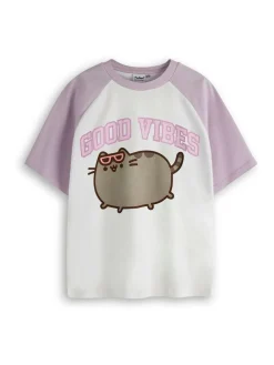 Online Vanilla Underground Purple Girls Pusheen 100% Cotton T-Shirt