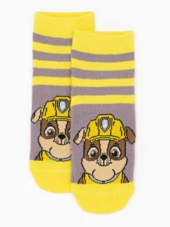Discount Vanilla Underground Yellow Paw Patrol Multicoloured Boys Multi-Character Face Graphic Calf Socks Set of 5