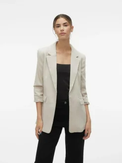 Hot VERO MODA Cream Textured Ruched Sleeve Jacket