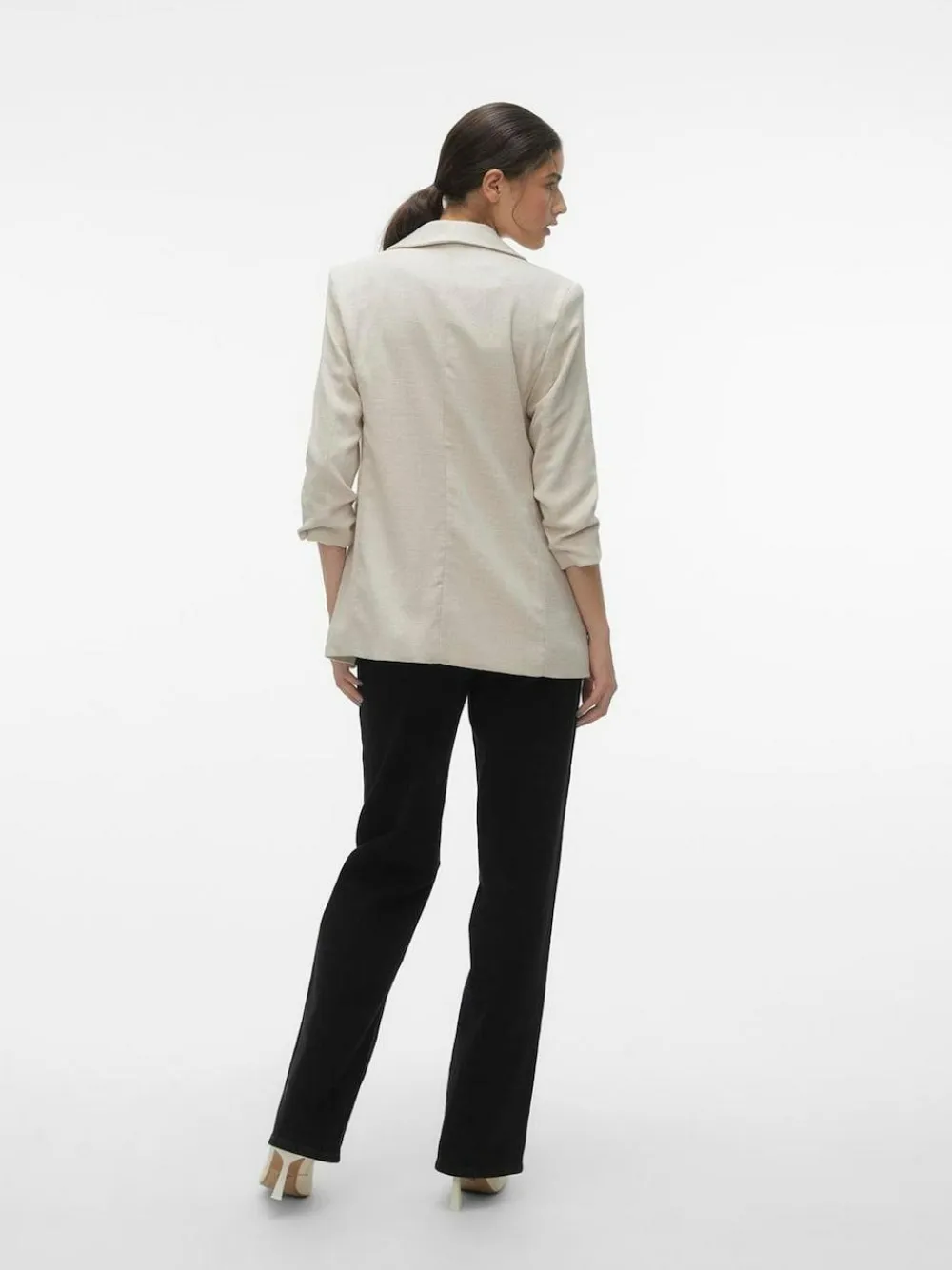 Hot VERO MODA Cream Textured Ruched Sleeve Jacket