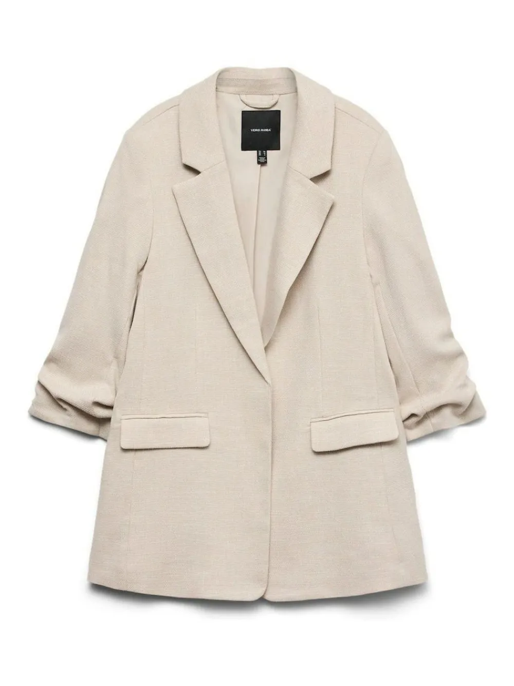Hot VERO MODA Cream Textured Ruched Sleeve Jacket
