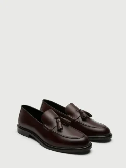 Walk London Brown Leather Putney Tassel Loafers^ Shoes