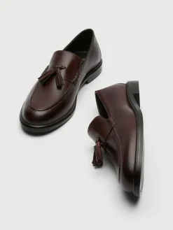 Walk London Brown Leather Putney Tassel Loafers^ Shoes