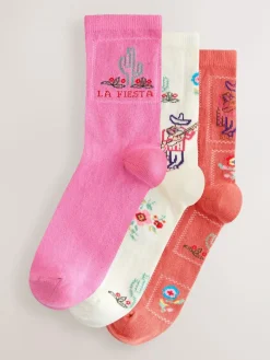 Next Western Neutral Textured Ankle Socks 3 Pack^Women Socks & Tights