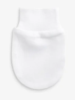 Best Next 100% Cotton Baby Scratch Mitts 3 Pack White