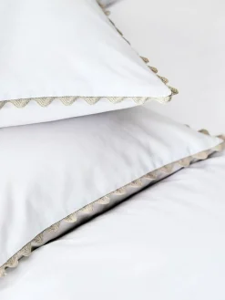 Next White 100% Cotton Ric Rac Scallop Edge Duvet Cover and Pillowcase Set^ Bedsets & Duvet Covers