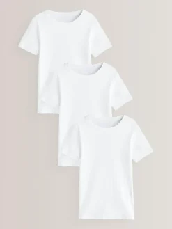 Online Next 100% Cotton Short Sleeve Vests 3 Pack (1.5-16yrs) White