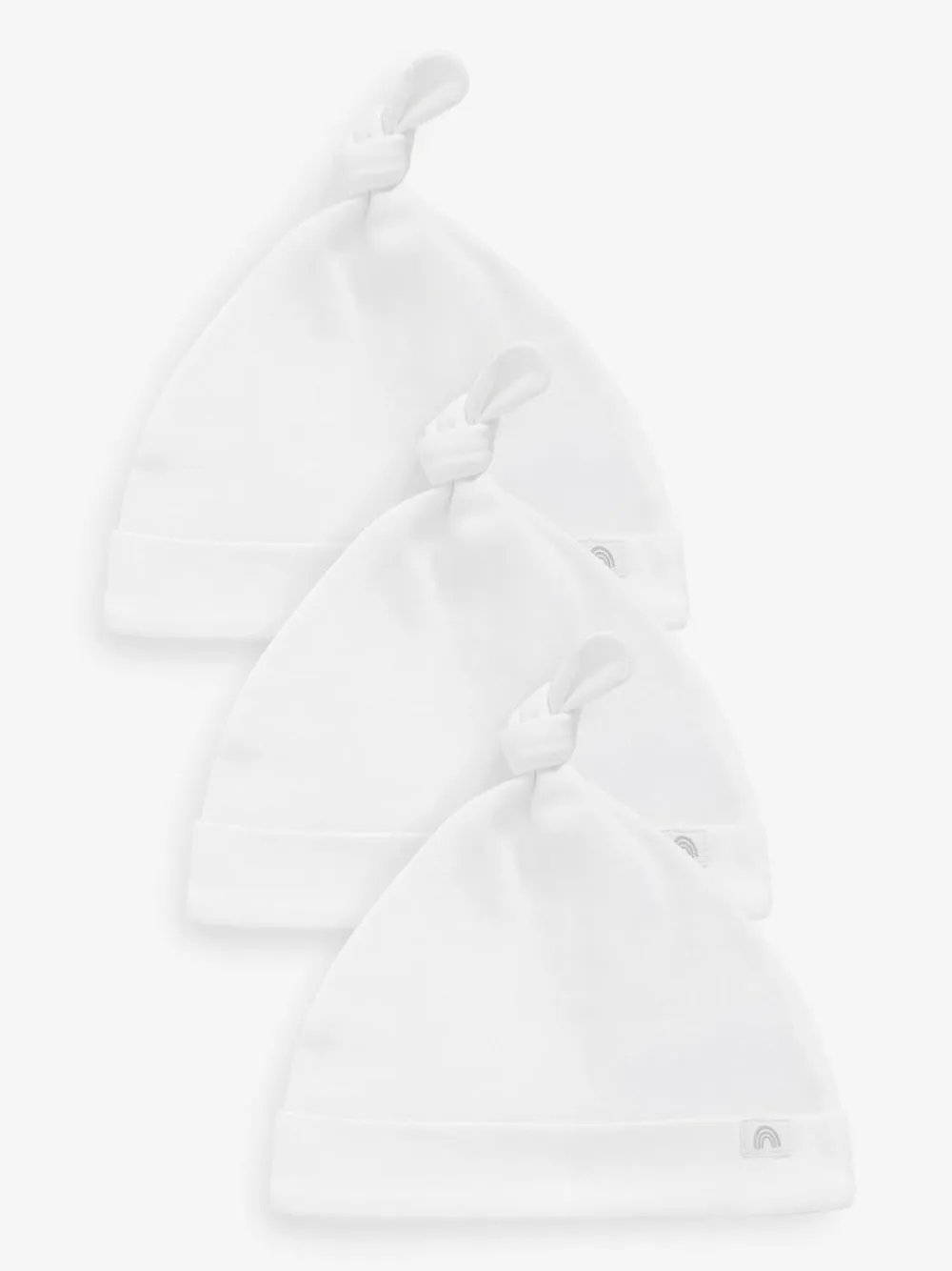 Next 100% Cotton Tie Top Baby Hats 3 Pack (0-12mths)^BOY Hats & Scratch Mitts|Unisex